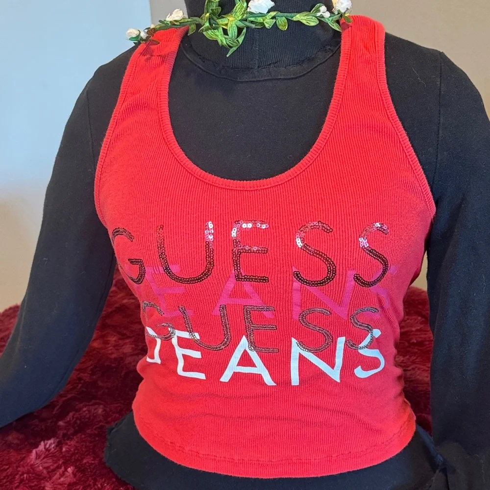 GUESS Red Crop Top with Logo - Picture 3 of 11